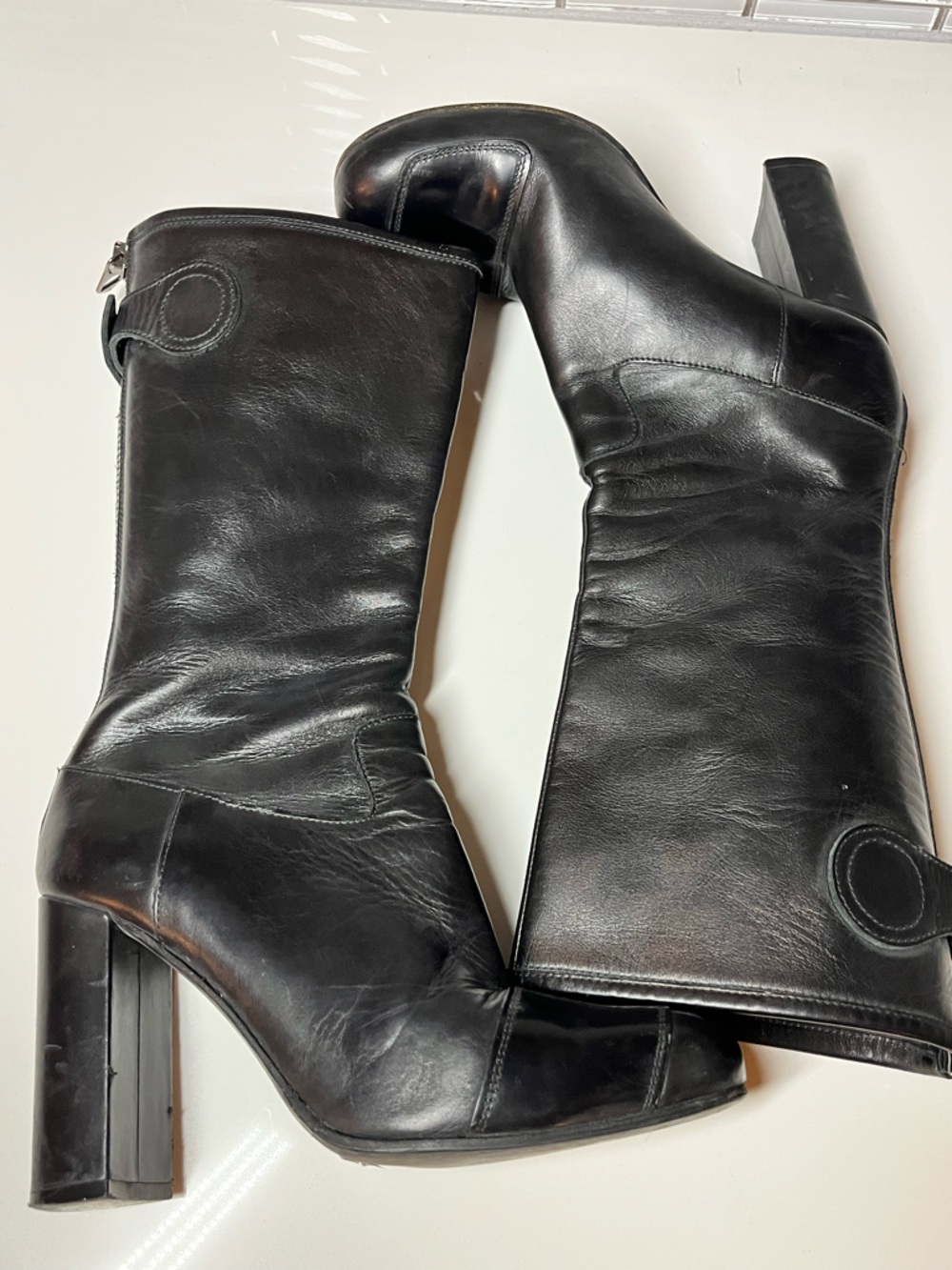 Acne Studios Black Leather Mid Calf Boots 39